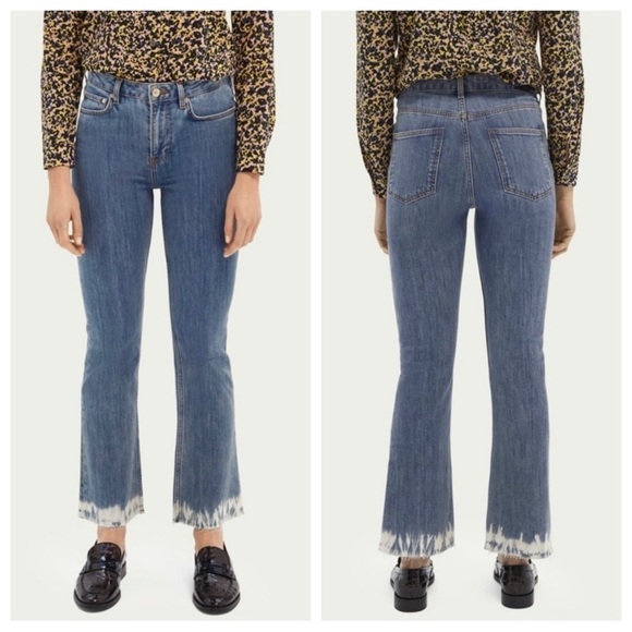 Scotch & Soda Women's Kick Crop Flare Jeans High Rise Ankle Bleached Raw Hem 27 - Picture 1 of 9
